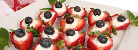 Red, White and Blue Strawberry Appetizer
