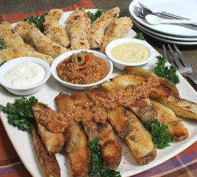 Crunchy Potato Wedges with Romesco Sauce