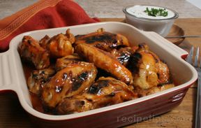 glazed chicken wings with blue cheese dip Recipe