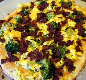 Broccoli Cheddar Breakfast Pizza