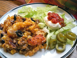 taco tater tot casserole with enchilada sauce