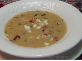 Blue Cheese Soup with Potatoes and Walnuts