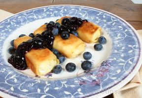 Blintz with Blueberry Sauce