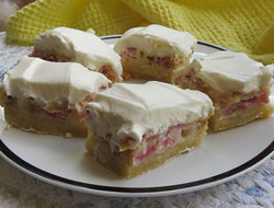 Frosted Rhubarb Custard Bars Recipe