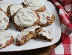 Frosted Rhubarb Oatmeal Cookies