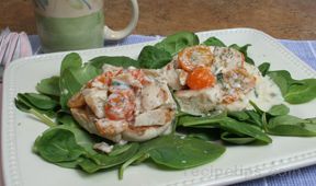 chicken mornay over english muffins Recipe