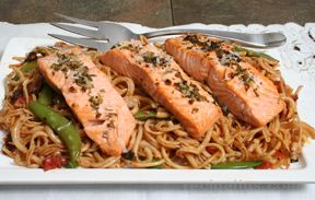 Broiled Salmon with Pasta