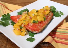 Plank Grilled Salmon with Mango Salsa