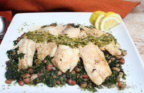 Tilapia with Spinach and Lemon Vinaigrette Recipe