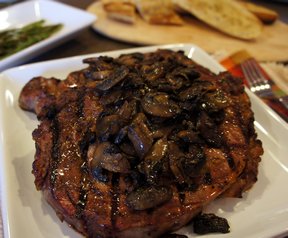 Grilled Rib Eye with Mushrooms in Sherry Sauce Recipe