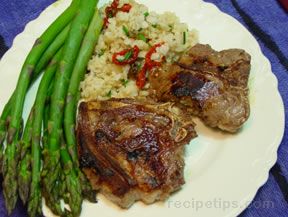 Lamb Chops Stuffed with Almonds Lemon and Garlic