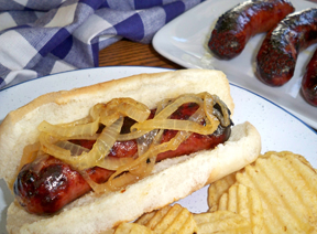 Brats With Beer Butter And Onions Recipe