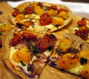 healthy roasted tomato tortilla pizza Recipe