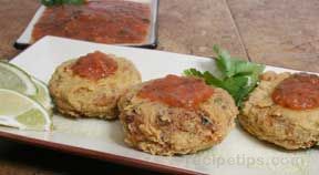 Turkey Cakes with Spicy Roasted Tomato Salsa