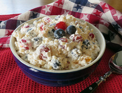 Red White and Blue Fruit Pasta Salad