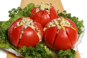 spicy corn stuffed tomato salad Recipe