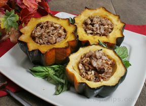 Roasted Acorn Squash with Barley and Apple Stuffing