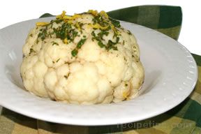 Steamed Cauliflower with Lemon Butter Sauce