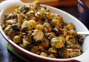 Roasted Brussels Sprouts with Bacon and Almonds Recipe