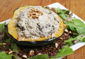 Stuffed Acorn Squash with Wild Rice and Mushrooms