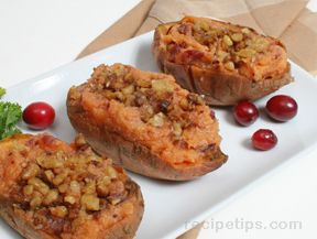 Twice Baked Sweet Potatoes with Cranberries