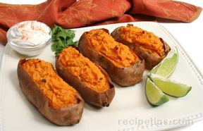 Twice Baked Sweet Potatoes with Chipotle Chile