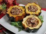 Roasted Acorn Squash with Barley and Apple Stuffing